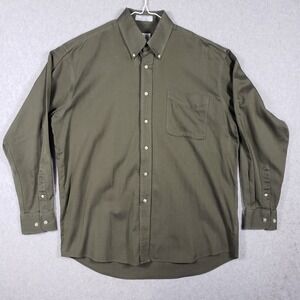 FORSYTH OF CANADA Mens Long Sleeve  Shirt Green Herringbone Wrinkle Free Size L